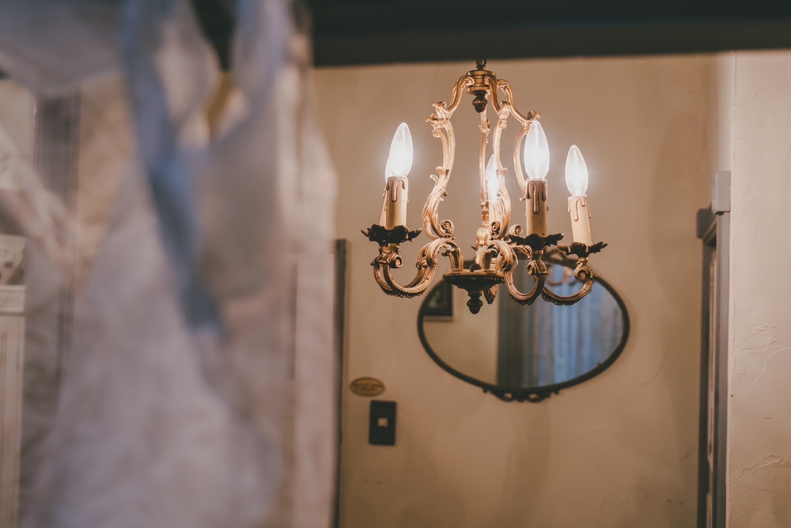 アンティーク風のハウススタジオ 札幌西区 夜の撮影